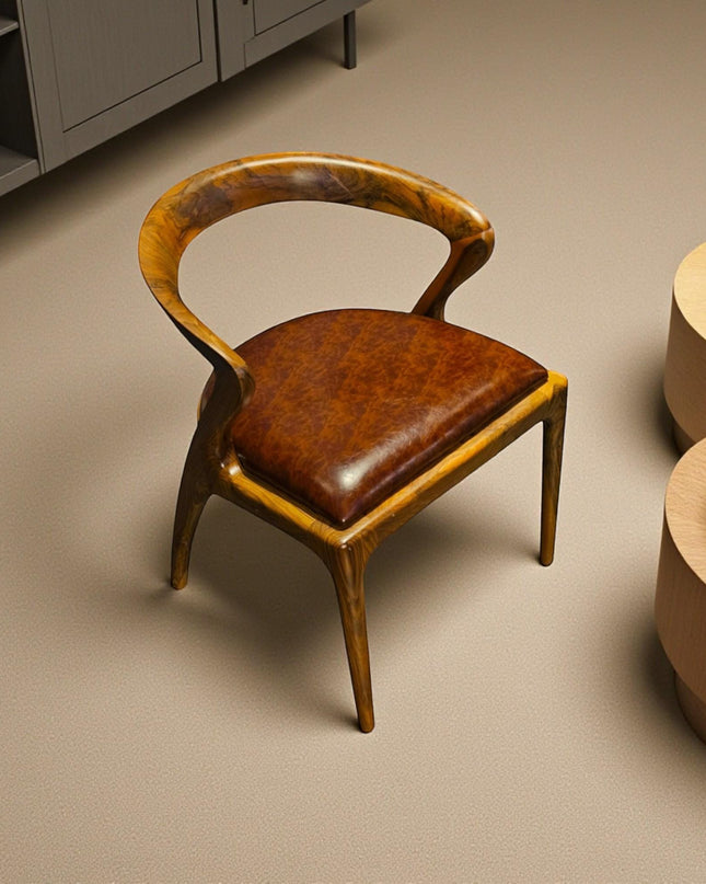 Handcrafted Wooden Dining Chair with Arms: Modern Kitchen & Living Room Seating