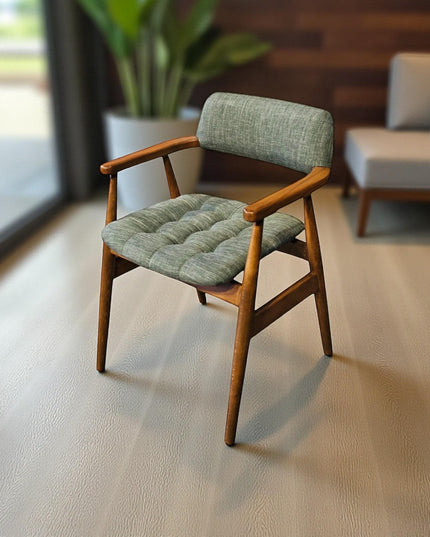 Handcrafted Walnut Dining Chair with Wooden Arms - Sustainable Design