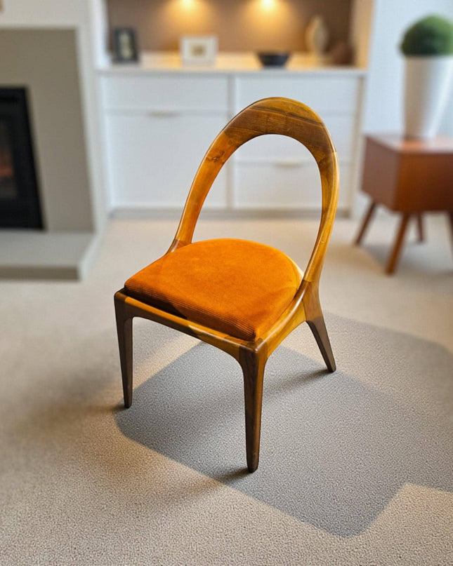 Handcrafted Solid Wood Dining Chair with Wooden Arms