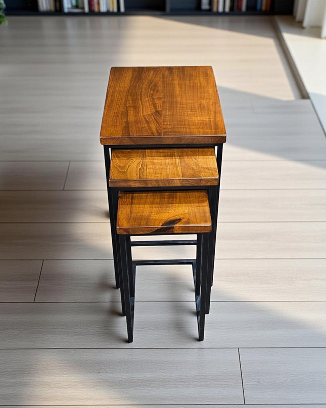 Walnut Nesting Tables: Solid Wood Modern Coffee & Side Table Set