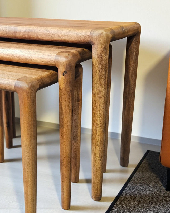 Handmade Walnut Nesting Coffee Tables: Mid Century Modern Set of 3