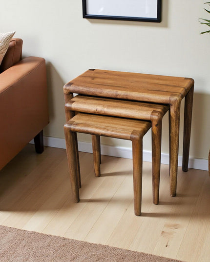 Handmade Walnut Nesting Coffee Tables: Mid Century Modern Set of 3