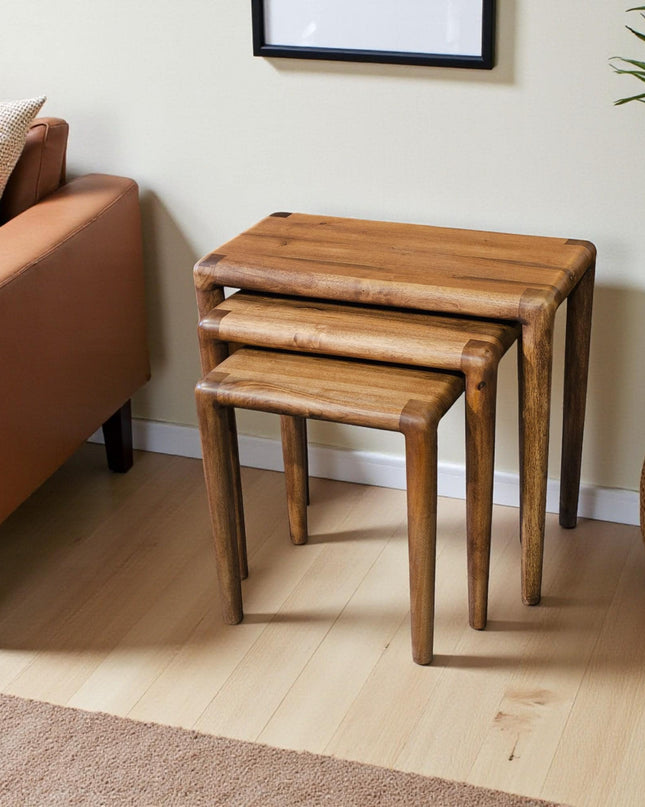 Handmade Walnut Nesting Coffee Tables: Mid Century Modern Set of 3
