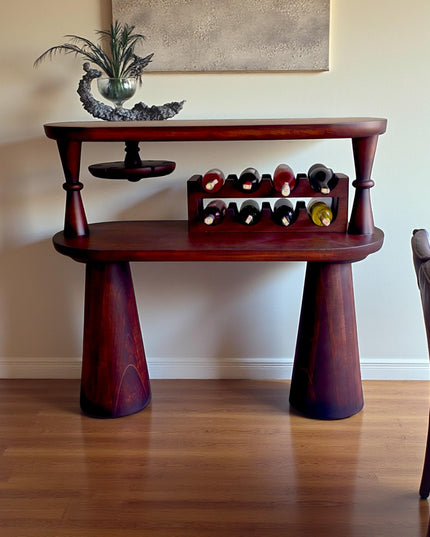 Handmade Rustic Wood Wine Console: Home Bar Cabinet & Bottle Storage