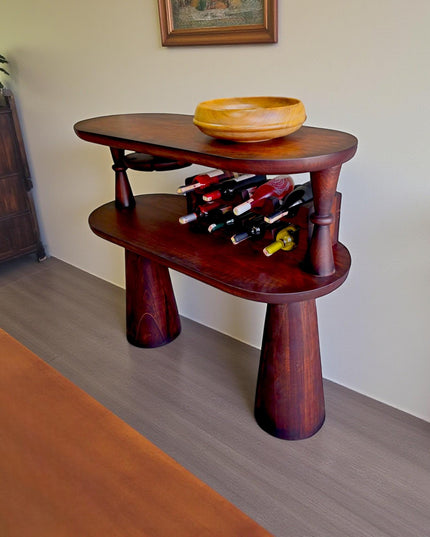 Handmade Rustic Wood Wine Console: Home Bar Cabinet & Bottle Storage