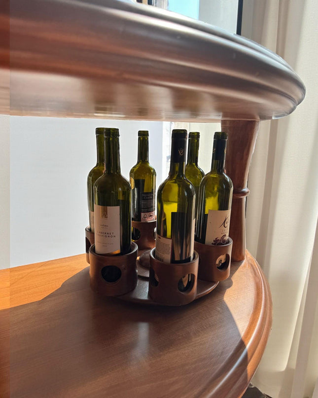 Handmade Solid Wood Wine Console Bar Set: Rustic Home Bar Furniture