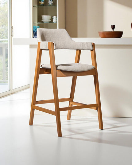 Wooden Bar Chair Handmade Solid 4-Legged High Bar Stool Tree Design Durable Seating