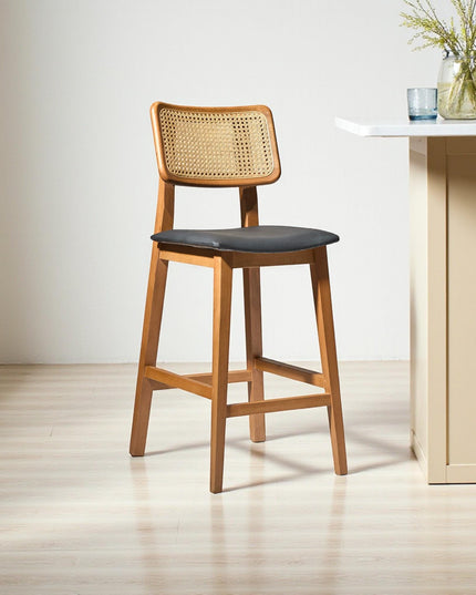 Wooden Bar Chair Handmade Solid 4 Legged High Tree Bar Stool Rustic Kitchen Seating