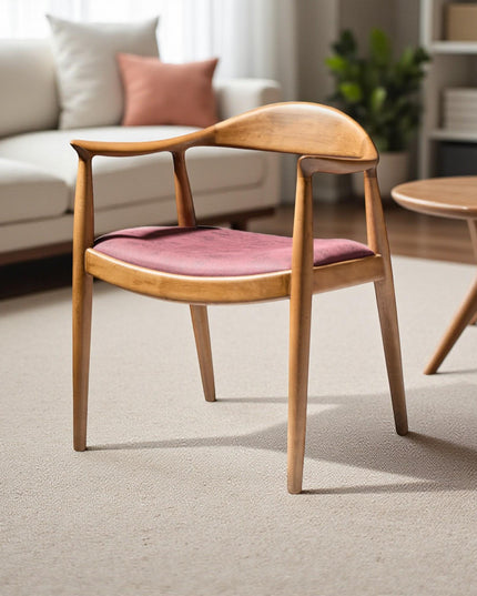 Handcrafted Walnut Dining Chair with Wooden Arms: Modern Kitchen & Living Room Seating