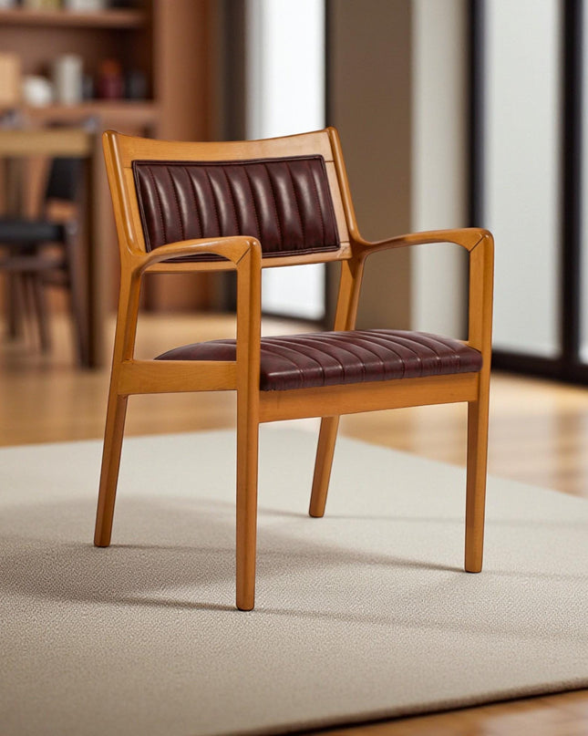 Handcrafted Wooden Dining Chair with Arms: Modern Kitchen & Living Room Seating