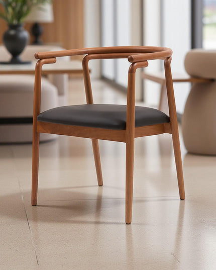 Handcrafted Solid Wood Dining Chair with Wooden Arms - Sustainable Seating