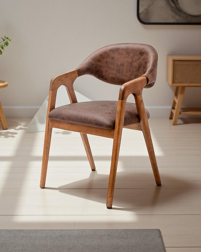 Handcrafted Walnut Dining Chair with Arms - Solid Wood Kitchen Seating