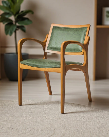Handmade Wooden Dining Chair with Arms: Modern Solid Wood Kitchen Seating
