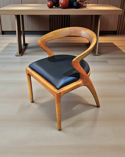 Handcrafted Walnut Dining Chair with Wooden Arms - Sustainable Design