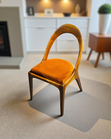 Handcrafted Walnut Dining Chair with Armrests: Modern Solid Wood Seating