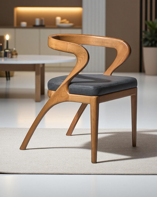 Handmade Solid Wood Dining Chair with Wooden Arms - Sustainable Seating