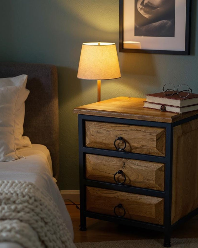 Solid Walnut Wood Nightstand with Drawers – Natural Wooden Nightstand, Unique Rustic Bedroom Furniture